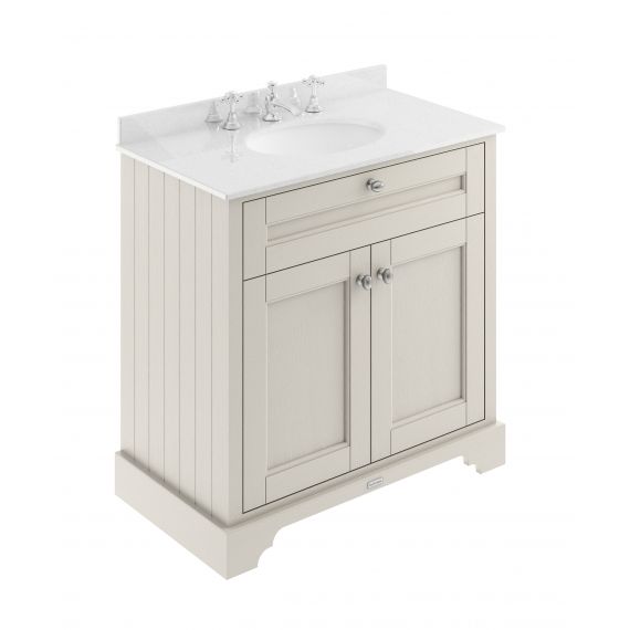 Hudson Reed Old London Timeless Sand 800mm Cabinet & Marble Top (3TH)