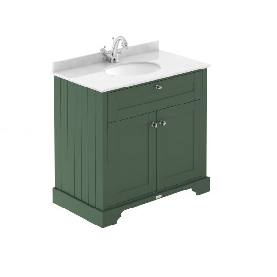 Hudson Reed 800mm Cabinet & Marble Top (1TH) Hunter Green LOF828