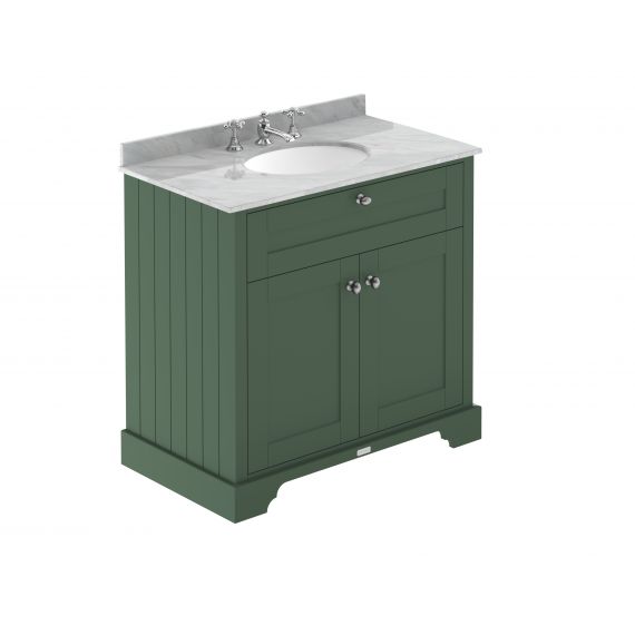 Hudson Reed 800mm Cabinet & Marble Top (3TH) Hunter Green LOF832