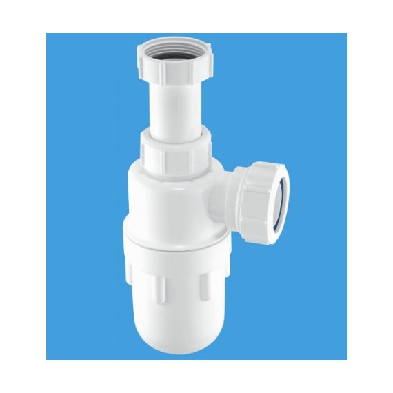 McAlpine 1 1/4" White Adjustable Basin Bottle Trap For Furniture & Vanity Units C10A