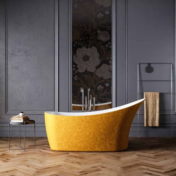 Charlotte Edwards Portobello 1590 x 680mm Modern Freestanding Bath Sparkling Gold CE11012-S-GLD