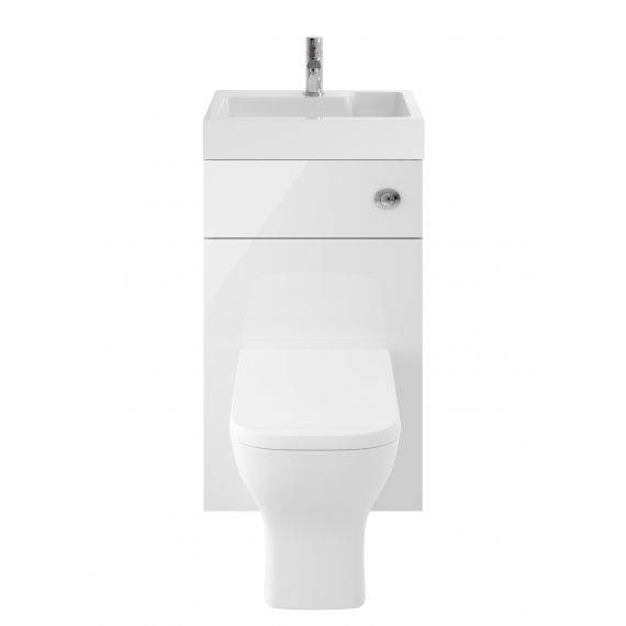 Nuie Athena 2 In 1 Gloss White 500mm Basin & WC Unit Exluding BTW WC Pan