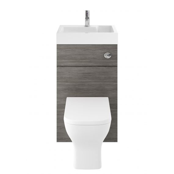 Nuie Athena 2 In 1 Brown Grey Avola 500mm Basin & WC Unit