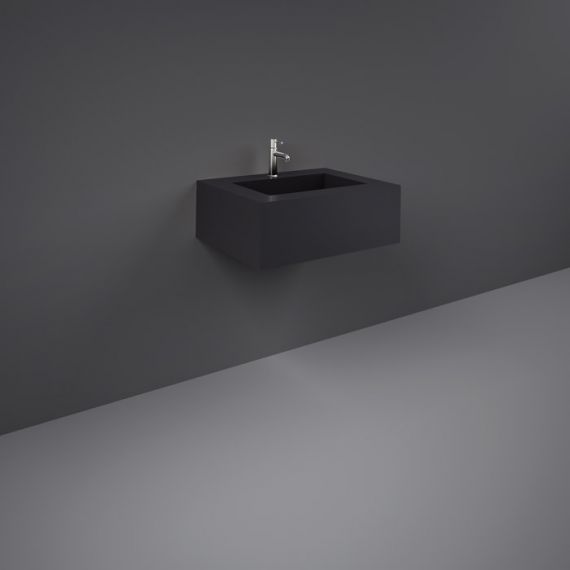 RAK-Precious 600mm Wall Mounted Counter Wash Basin with 1th in Uni Dark Black