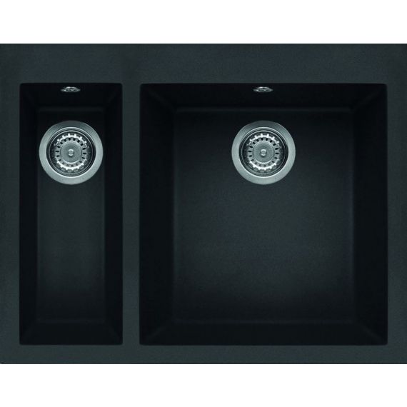 Reginox Quadra 150 Black 1.5 Bowl Granite Sink With Tap Shelf