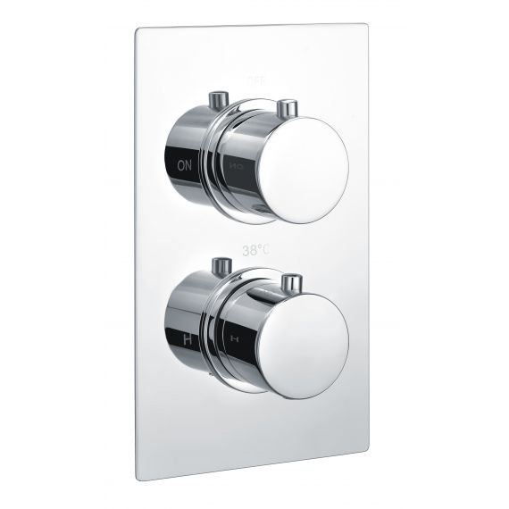 Round Single Outlet, 2 Handle Thermostatic Concealed Shower Valve