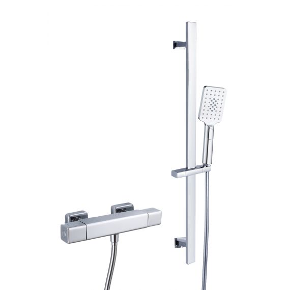 Cool Touch Square Exposed Thermostatic Shower Valve with Slide Rail Kit (WRAS)