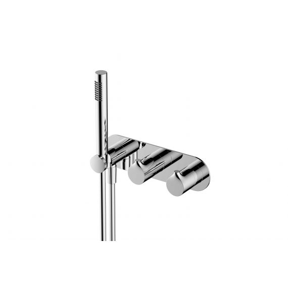 RAK-Sorrento Horizontal Dual Outlet Thermostatic Concealed Shower Valve with Handset in Chrome