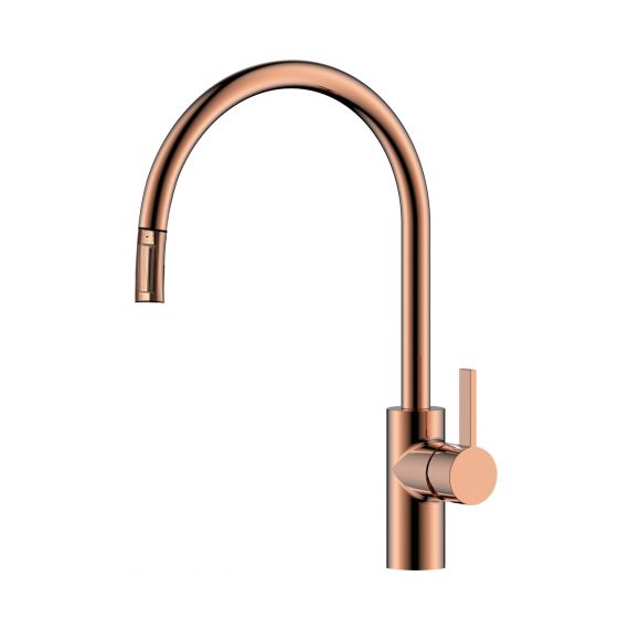 Rose Gold Lever Kitchen Sink Mixer Tap Pull Out Spout Feature