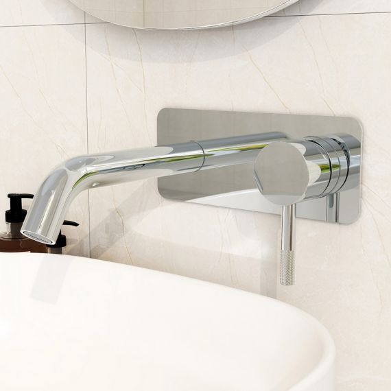Imex Ravine Two Hole Wall Mounted Basin Mixer With Universal Clicker Waste - Chrome - RVWMBASCP