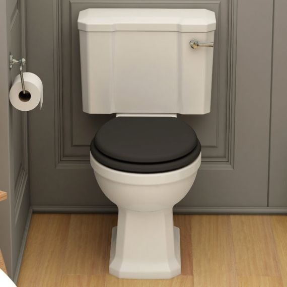 Imex Wyndham Soft Close Toilet Seat - Black with Chrome Hinges - S10142-BLACK