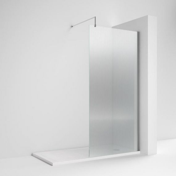 Scudo S8 8mm Fluted Glass Wetroom Panel 900mm with Chrome Profile S8-FLUTE900