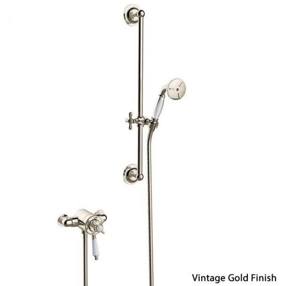 Heritage Dawlish Exposed Shower with Premium Flexible Riser Kit Vintage Gold SDCDUAL10