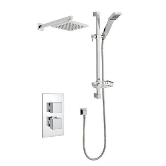 Kartell Pure Thermostatic Concealed Shower With Slide Rail Kit And Overhead Drencher