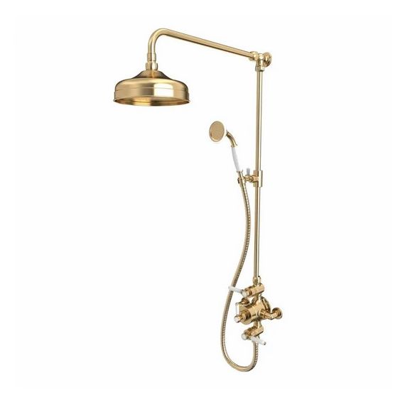 Tavistock Lansdown Dual Function Shower System with Overhead Shower and Handset - Brushed Brass - SLD1702