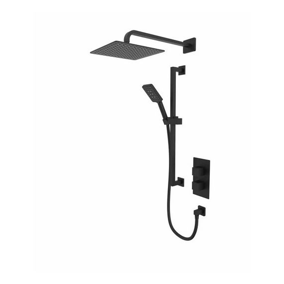 Tavistock Index Dual Function Shower System with Riser Kit & Overhead Shower - Black - SND1611