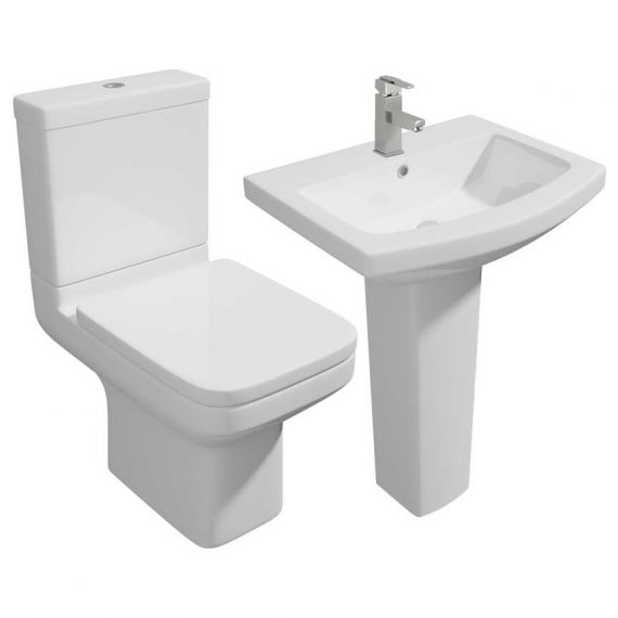 Kartell Trim 4 Piece Set Inc Close Coupled Toilet S/C Seat and 550mm Basin