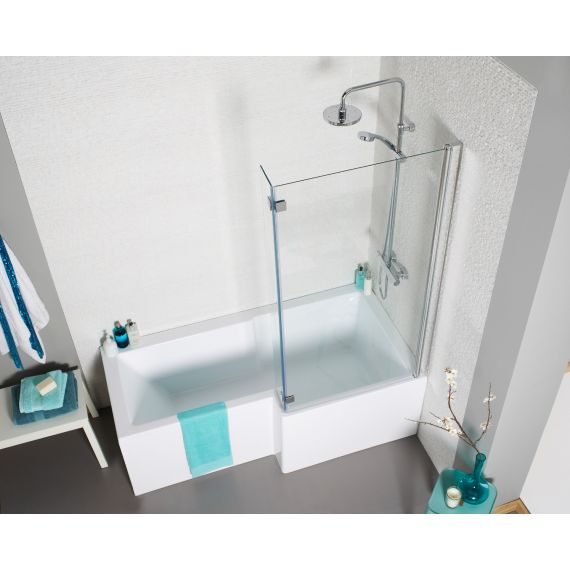 Kartell Elite 1800 x 850 L Shape Right Hand Square Shower Bath Including Front Panel And Screen 