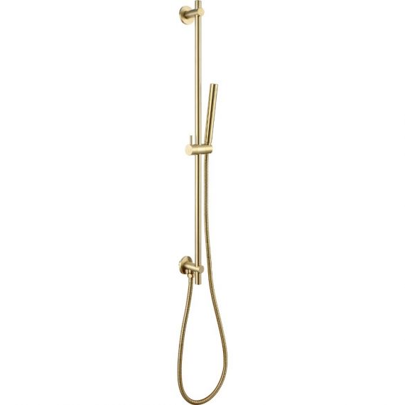 VOS brushed brass slide rail with single function hand shower and hose