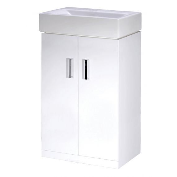 Nuie Vanity Sink With Cabinet 450mm Modern High Gloss White