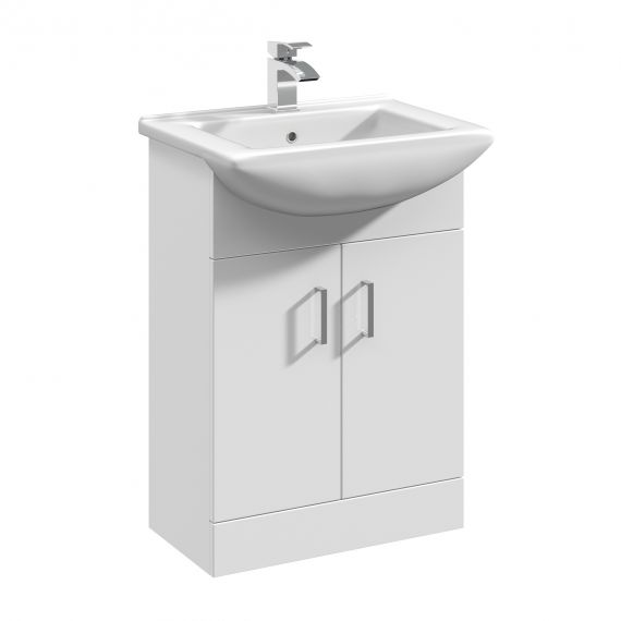 Mayford Gloss White 550mm Floor Standing Cabinet & Square Basin 1TH