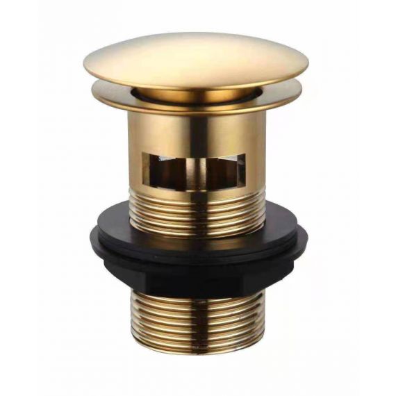 Brushed Brass Click Push Button Basin Waste Slotted 