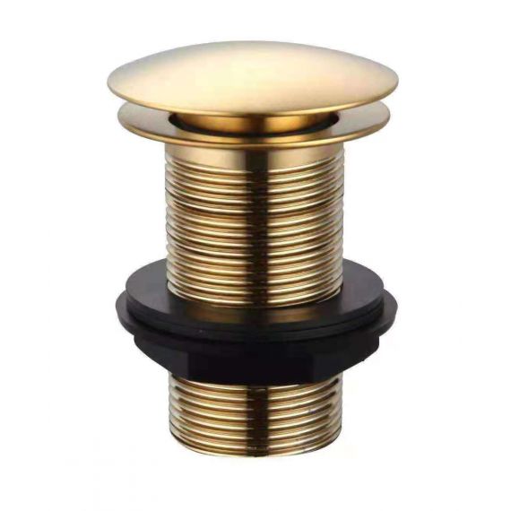 Brushed Brass Click Push Button Basin Waste UnSlotted 