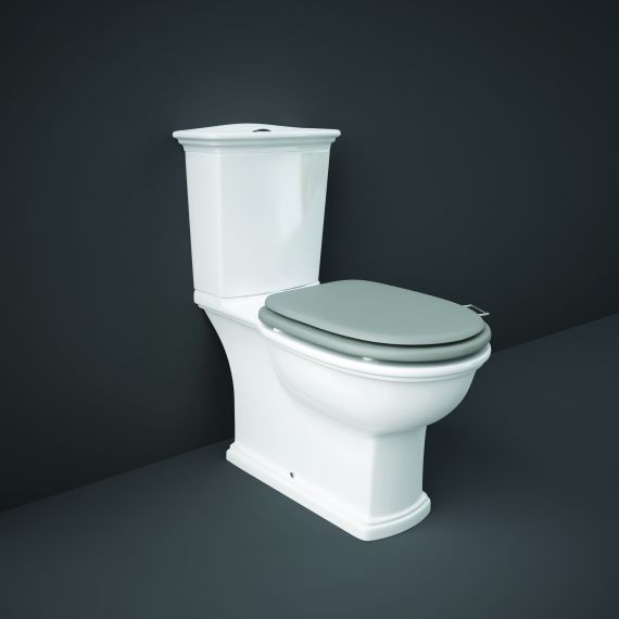 RAK-Washington Open Back WC With Push Button Cistern and Matt Grey Soft Close Seat (Wood)
