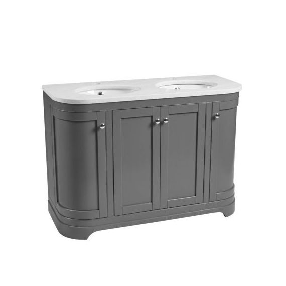 Roper Rhodes Widcombe 1200mm Curved Double Basin Vanity Unit - Pewter