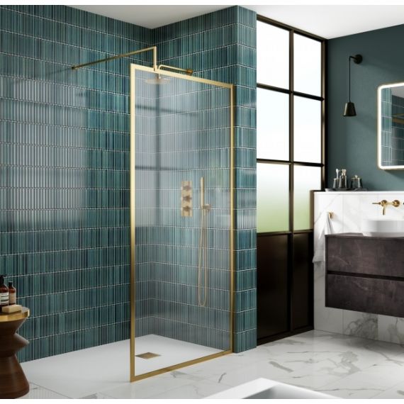 Hudson Reed Full Outer Frame Wetroom Screen 1950x800x8mm Brushed Brass WRFBB1980