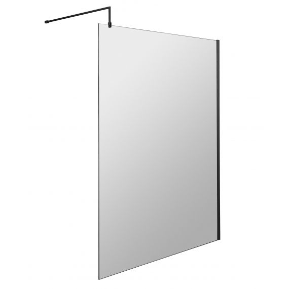 Hudson Reed 1400mm Wetroom Screen With Black Support Bar