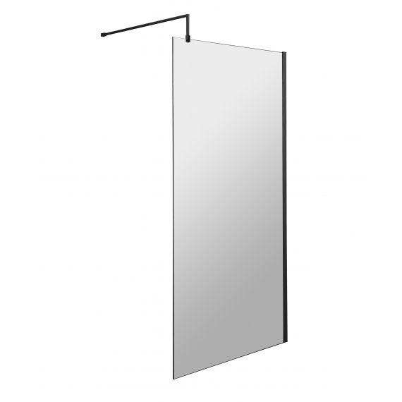 Hudson Reed 900mm Wetroom Screen With Black Support Bar