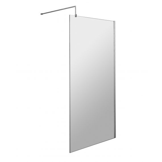 Nuie 1000mm Wetroom Screen & Chrome Support Bar
