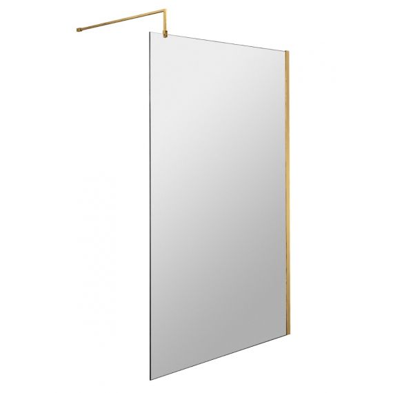 Nuie 1000mm Brushed Brass Wetroom Glass Panel 