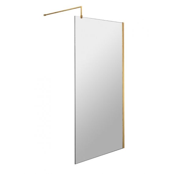 Nuie 800mm Brushed Brass Wetroom Glass Panel 