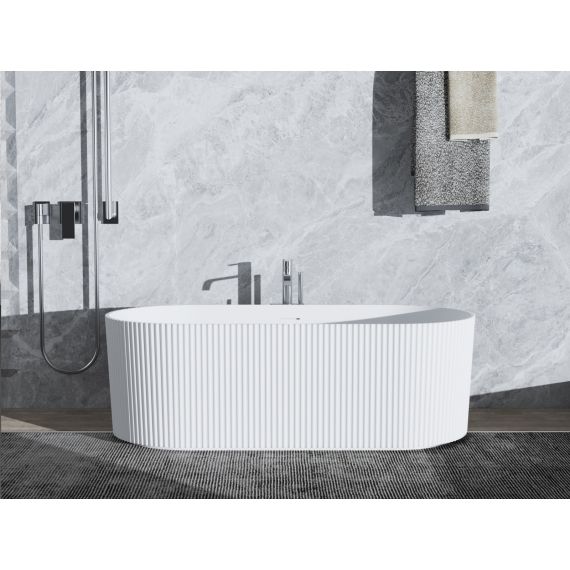 Ginger 1700 X 800mm White Ribbed Freestanding Bath