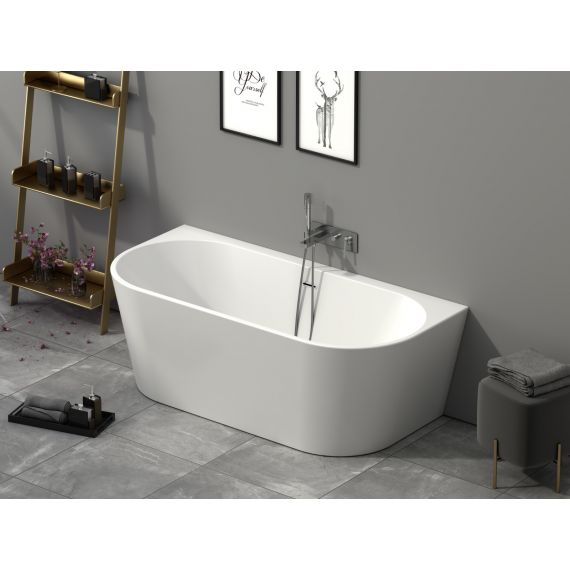 Grace 1700 X 800mm White D Shape Back To Wall Double Ended Freestanding Bath