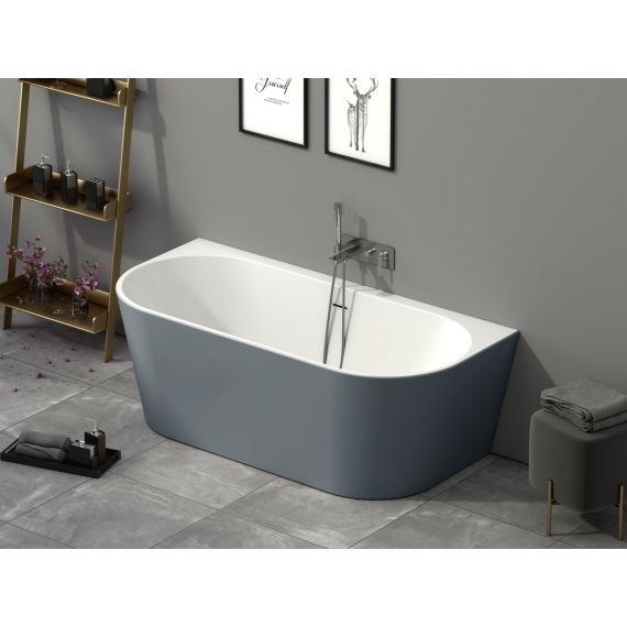 Grace 1700 X 800mm Painted D Shape Back To Wall Double Ended Freestanding Bath